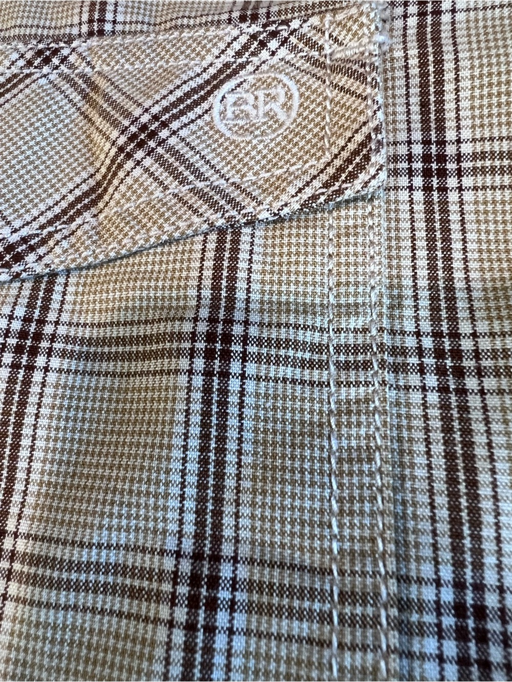 Men's Tan Plaid Pearl Snap Shirt by Blue Ranchwear -Size XXL - Picture 9 of 12